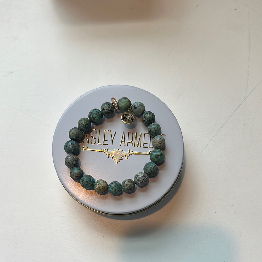Kinsley Armelle Green Beaded Bracelet with Natural Stone